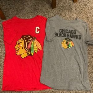 (2) boys size 10/12 Chicago Blackhawks T-shirts.
